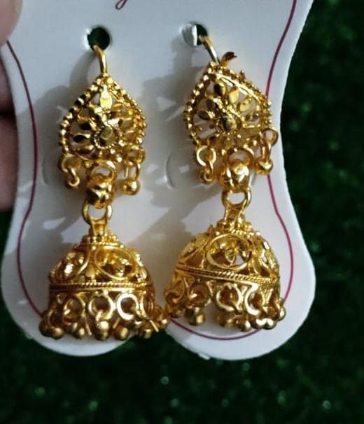 Golden Antique Jhumka Earrings for Women