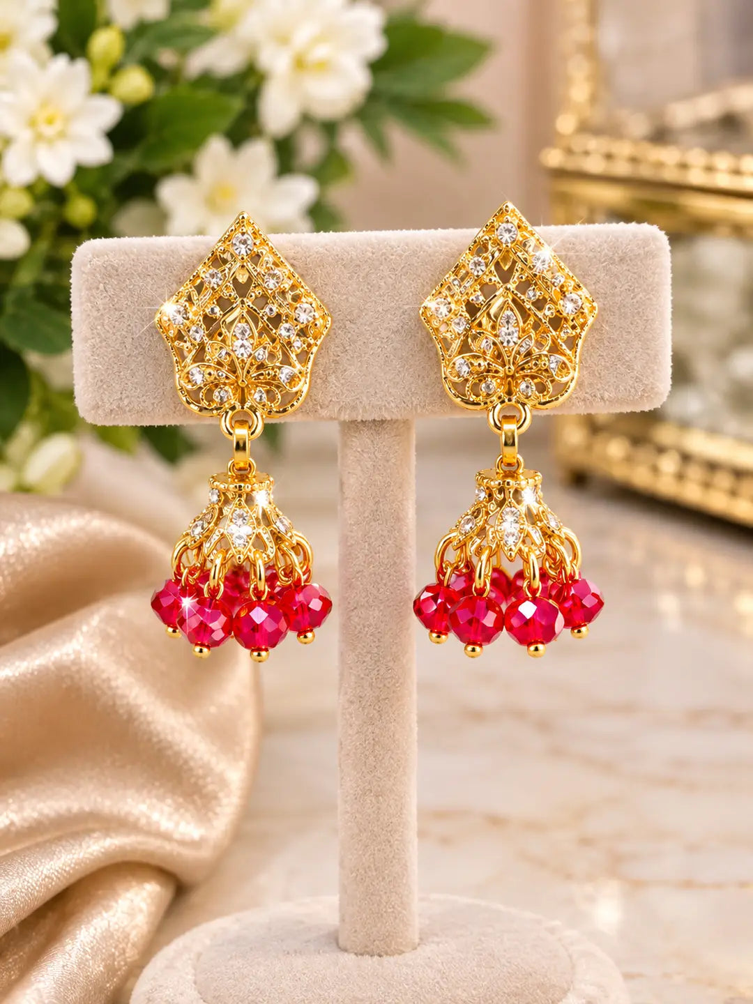 Modern Design Gold Plated Crystal Earrings