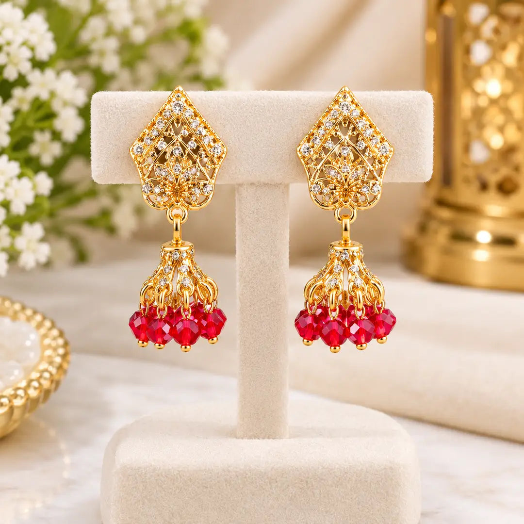 Modern Design Gold Plated Crystal Earrings