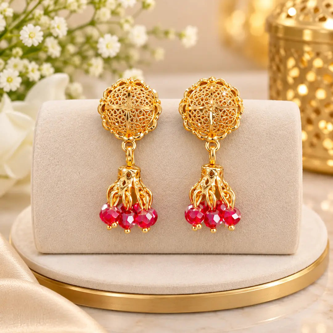 Modern Design Gold Plated Crystal Earrings