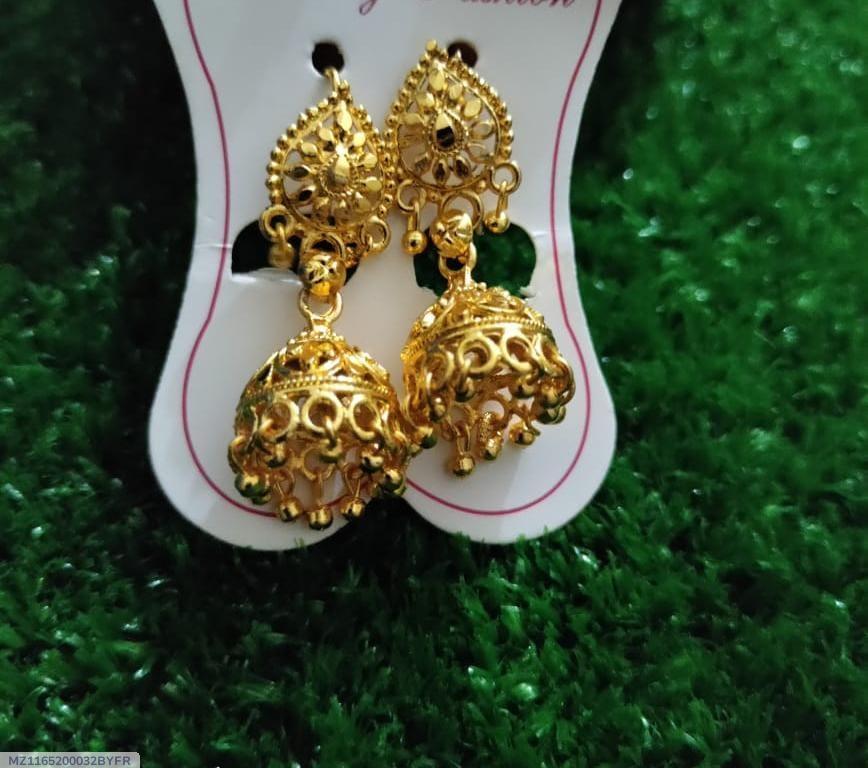 Golden Antique Jhumka Earrings for Women
