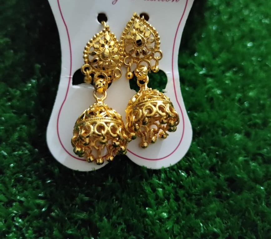 Golden Antique Jhumka Earrings for Women