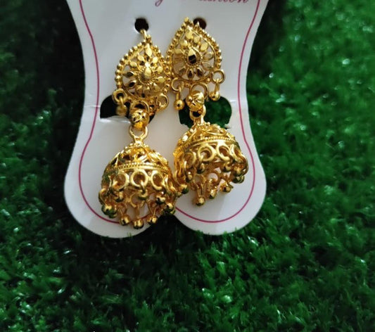Golden Antique Jhumka Earrings for Women