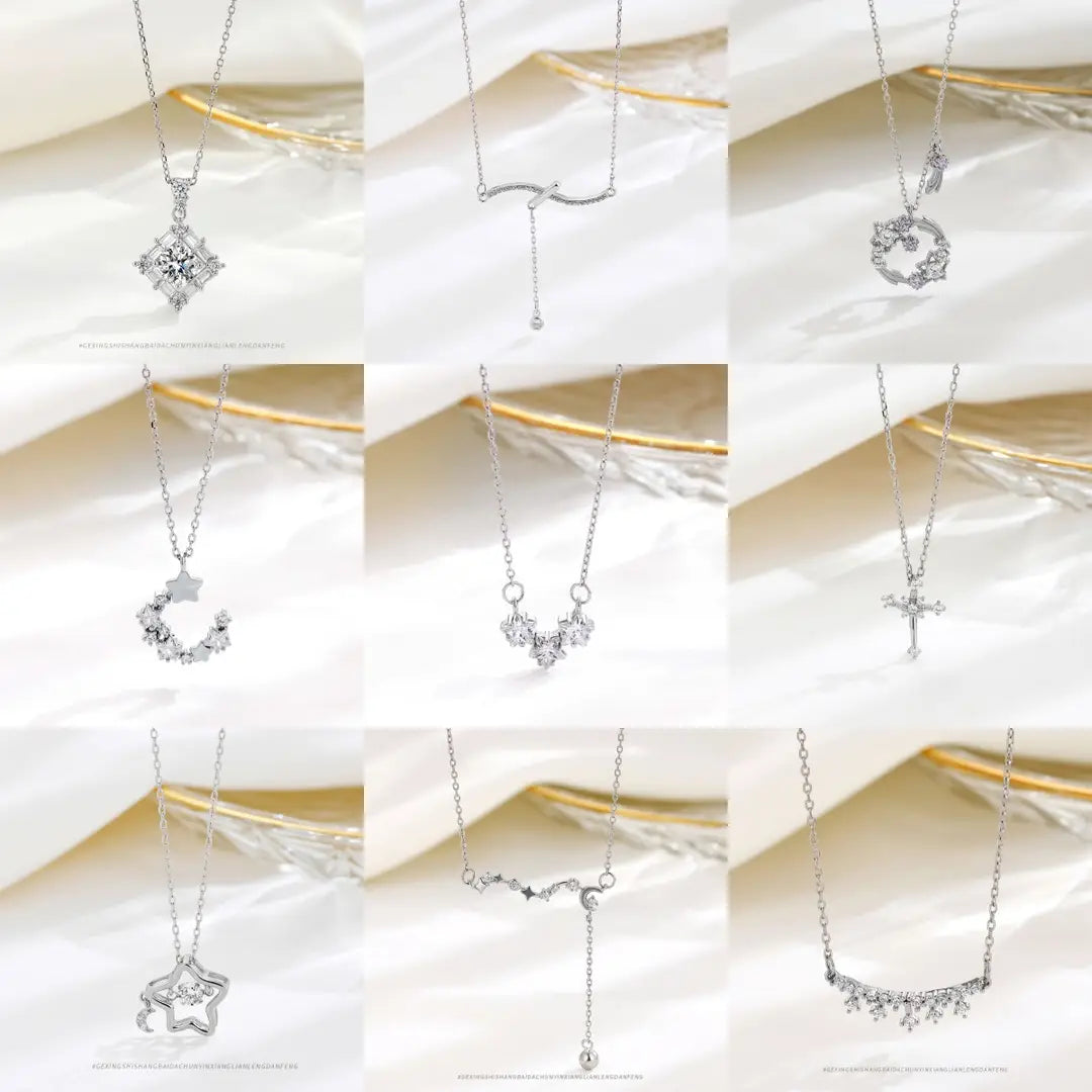 S925 Sterling Silver Versatile Sterling Silver Necklace Elegant Niche Jewelry Simple High-end Sense Personality Clavicle Chain Women's Accessories