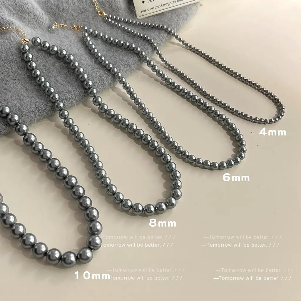 Gray Pearl Necklace Women 8mm Stylish Daily Wear