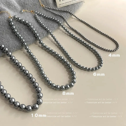 Gray Pearl Necklace Women 8mm Stylish Daily Wear
