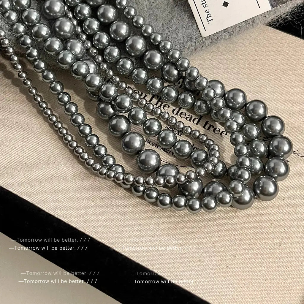 Gray Pearl Necklace Women 8mm Stylish Daily Wear