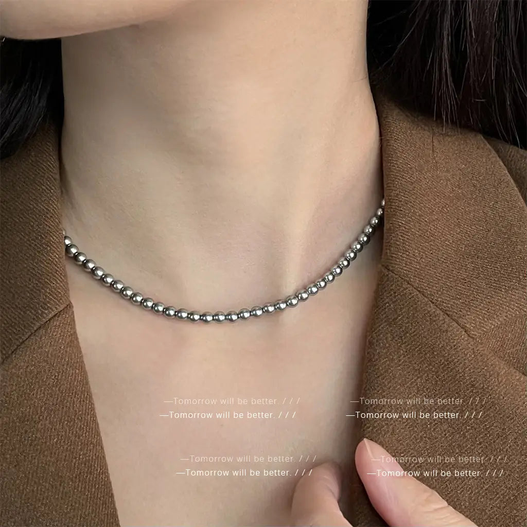 Gray Pearl Necklace Women 8mm Stylish Daily Wear