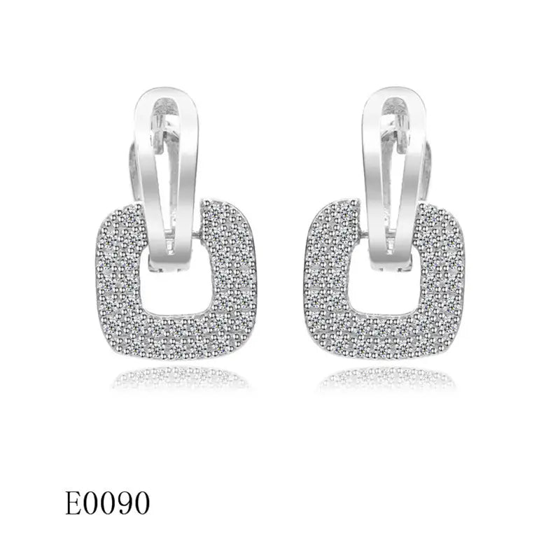 Gold Joke Ring Earrings with Zircon Stones for Women
