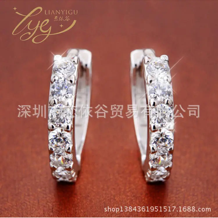 Gold Joke Ring Earrings with Zircon Stones for Women
