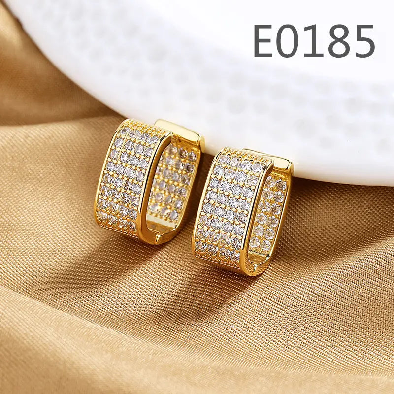Gold Joke Ring Earrings with Zircon Stones for Women