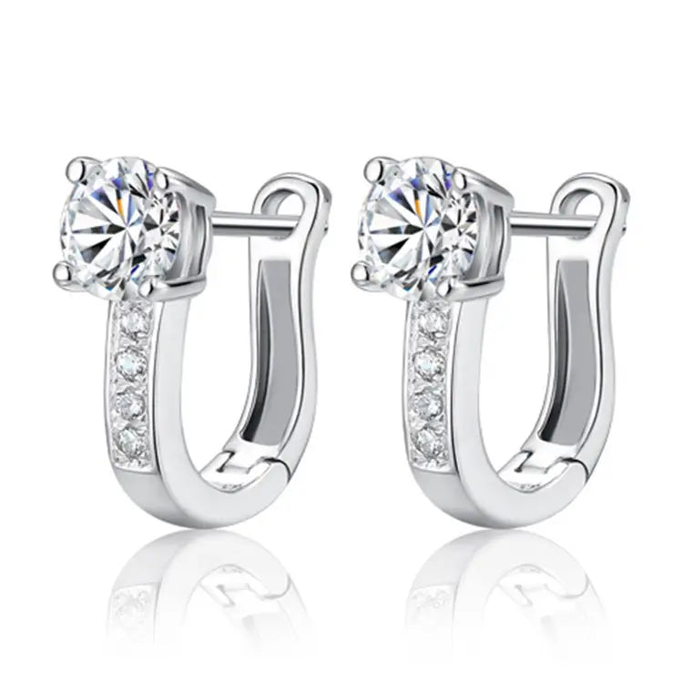 Gold Joke Ring Earrings with Zircon Stones for Women