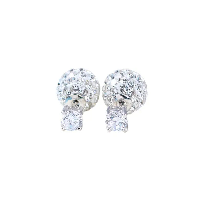 Silver Plated Four Claw Stud Earrings with Zircon Stones